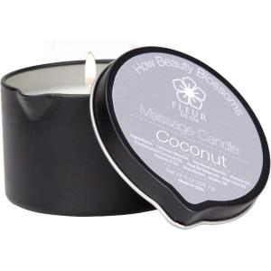 imageFLEUR DE SPA Massage Oil Candle  6oz with Pour Spout  Made in USA  All Natural Coconut ampamp Soy Blend  Melts to Warm Alluring ampamp Hydrating Body Oil  Perfect Spa ampamp Gift Candle Sweet DreamsCoconut