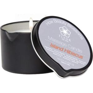 imageFLEUR DE SPA Massage Oil Candle  6oz with Pour Spout  Made in USA  All Natural Coconut ampamp Soy Blend  Melts to Warm Alluring ampamp Hydrating Body Oil  Perfect Spa ampamp Gift Candle Sweet DreamsIsland Hibiscus